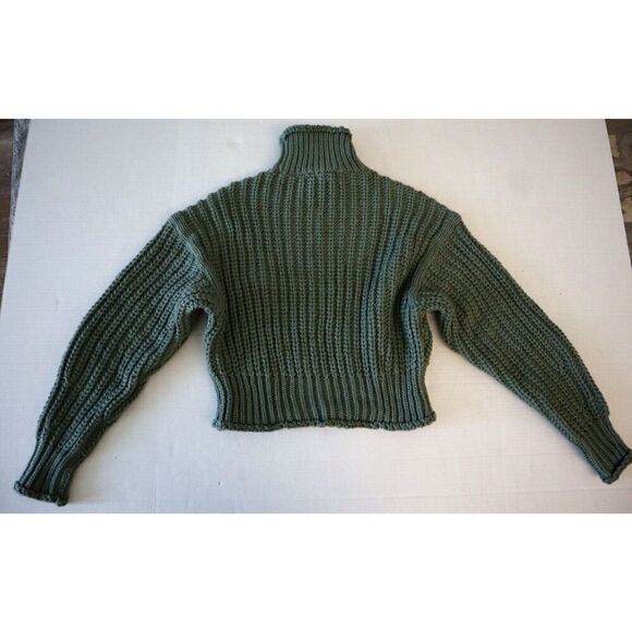 H&M Women's Sz XS Light Khaki Green L/S Knitted Jumper Turtleneck Sweater - Picture 2 of 11